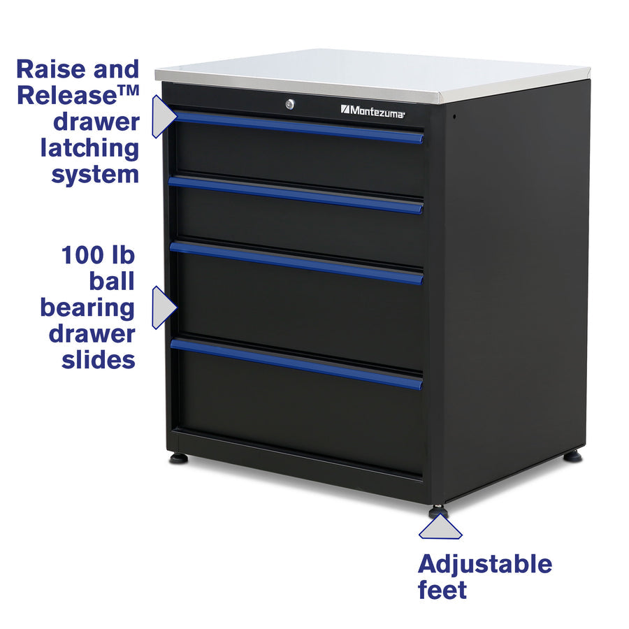 Garage Cabinets - Montezuma 4-Drawer Garage Base Cabinet 30.5" X 24"