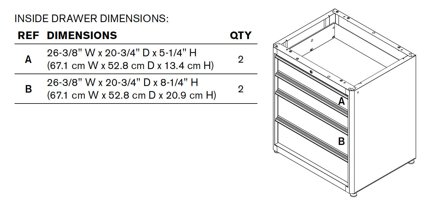 Garage Cabinets - Montezuma 4-Drawer Garage Base Cabinet 30.5" X 24"