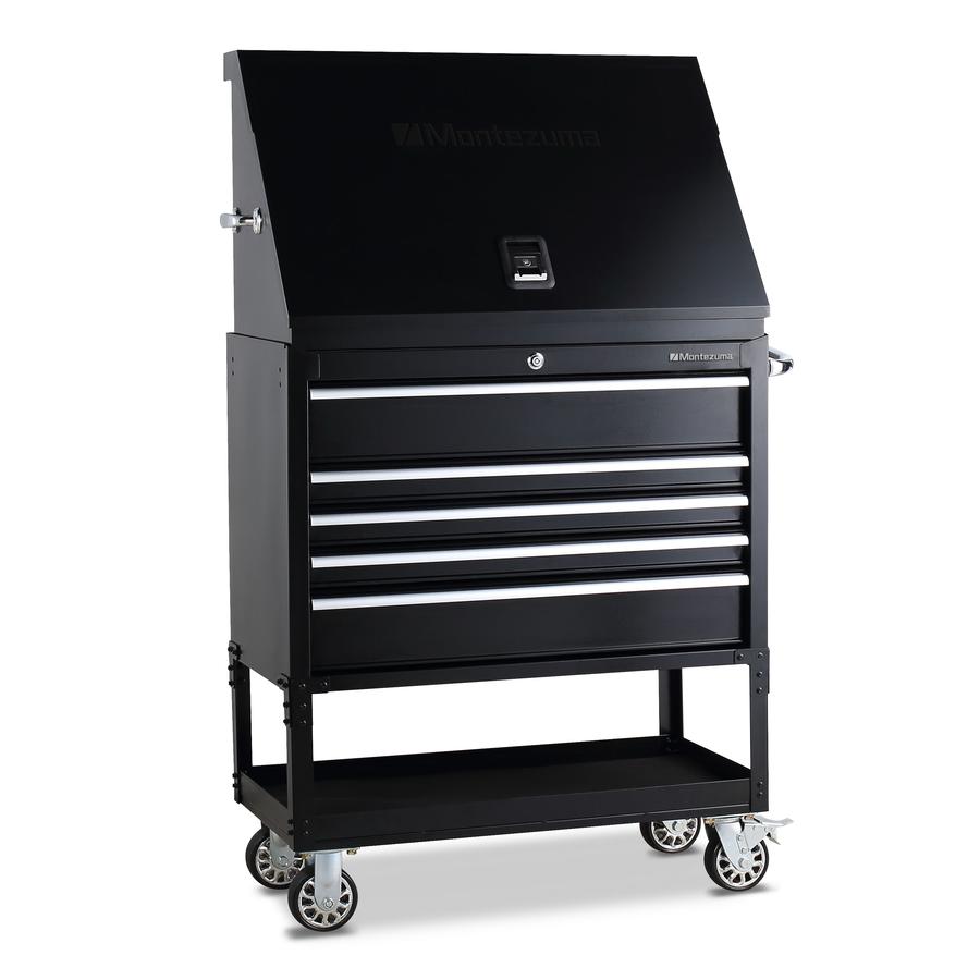 Tool Storage - Montezuma 36" X 17" Steel Triangle Tool Box And 36" 5-Drawer Utility Cart Combo