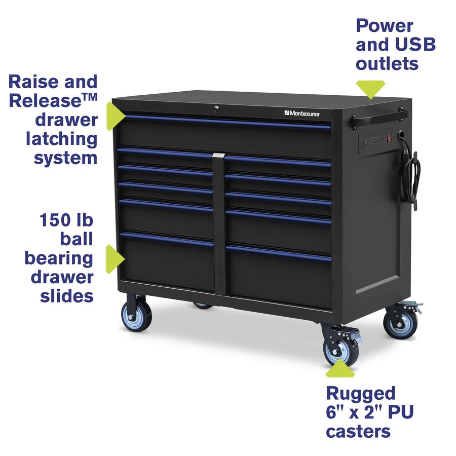Tool Storage - Montezuma 46" X 24" 17 Drawer Steel Tool Chest And Cabinet Combo