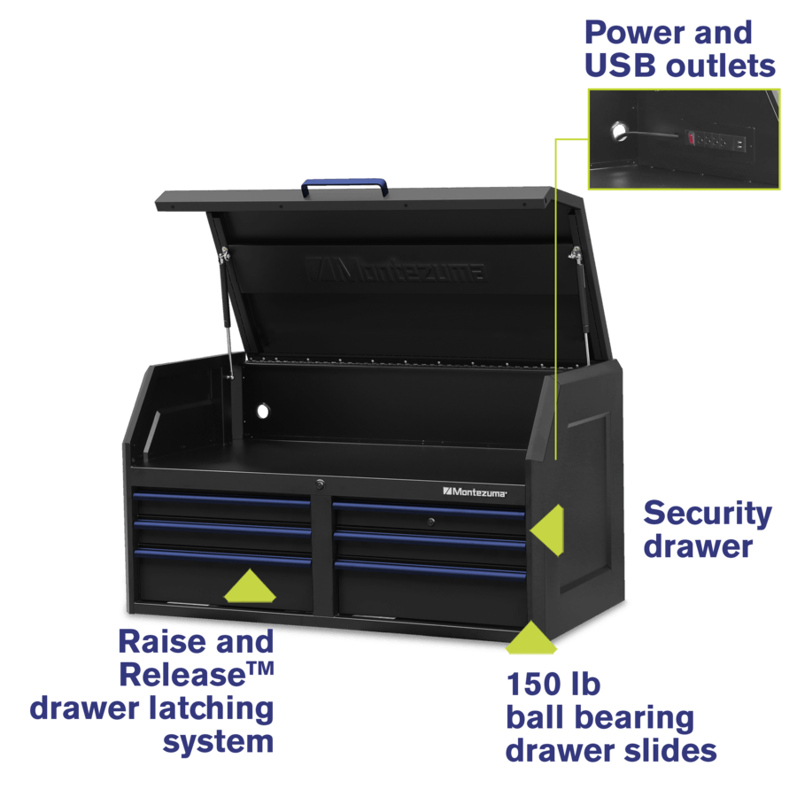 Tool Storage - Montezuma 46" X 24" 17 Drawer Steel Tool Chest And Cabinet Combo