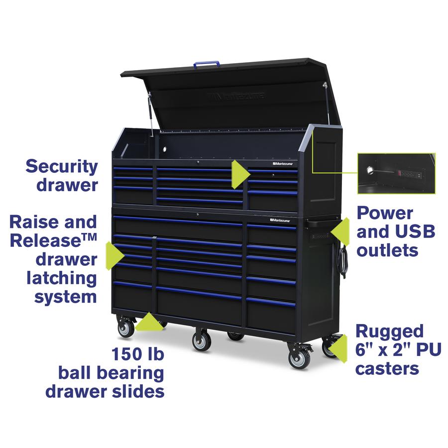 Tool Storage - Montezuma 72" X 20" 26 Drawer Steel Tool Chest And Cabinet Combo