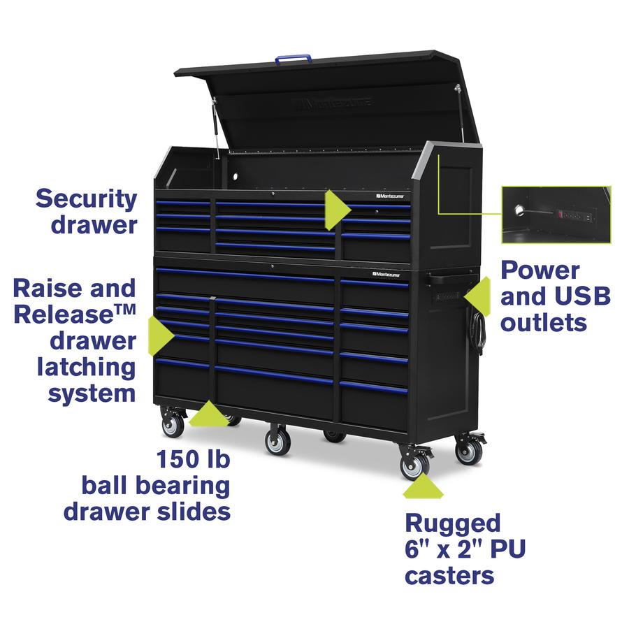 Tool Storage - Montezuma 72" X 24" 26 Drawer Steel Tool Chest And Cabinet Combo