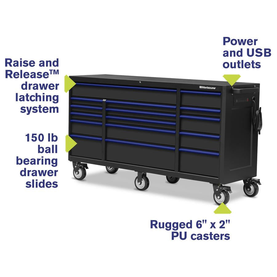 Tool Storage - Montezuma 72" X 24" 26 Drawer Steel Tool Chest And Cabinet Combo