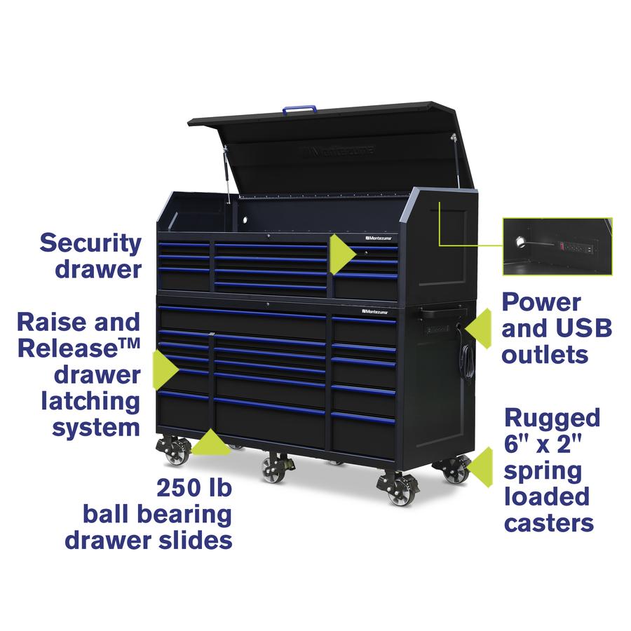 Tool Storage - Montezuma 72" X 30" 26 Drawer Steel Tool Chest And Cabinet Combo