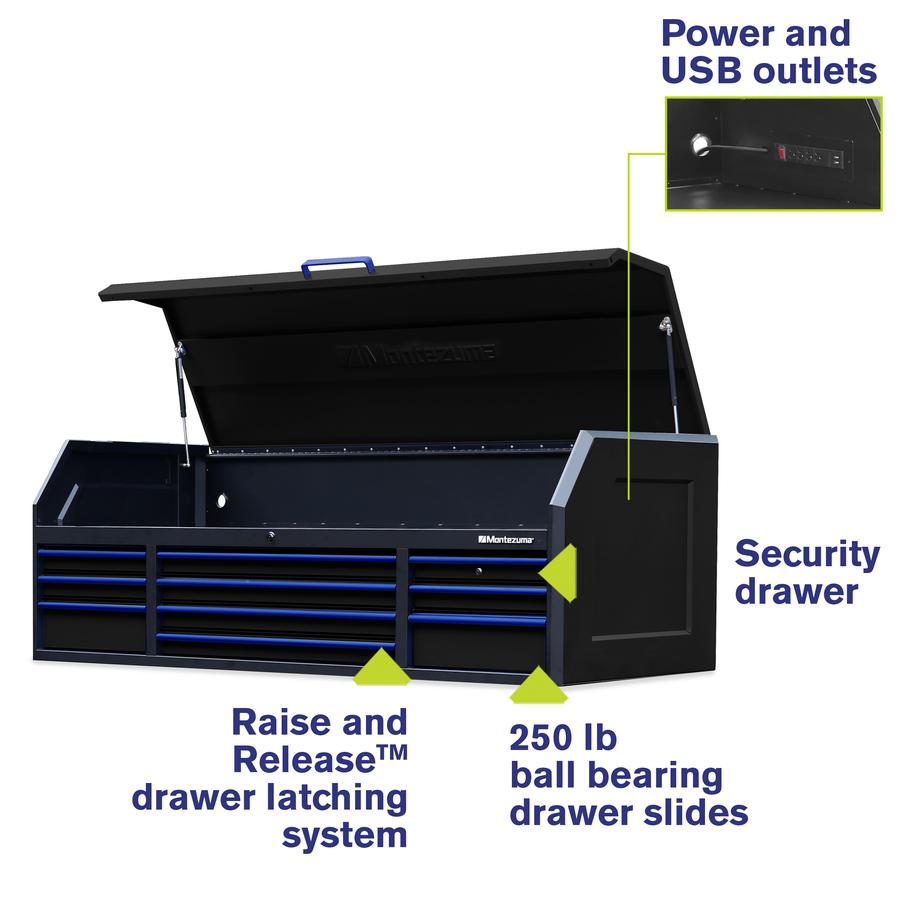 Tool Storage - Montezuma 72" X 30" 26 Drawer Steel Tool Chest And Cabinet Combo