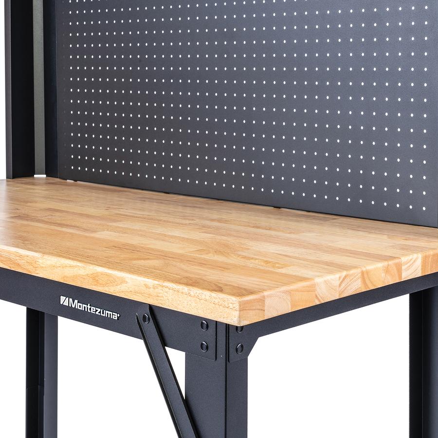 Workbenches - Montezuma 48" Adjustable Height Steel Workbench With Pegboard Back Wall
