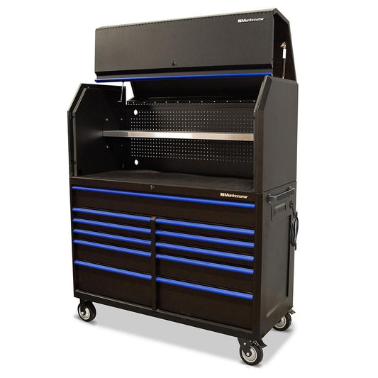 Tool Storage - Montezuma 56" X 24" 11 Drawer Steel Tool Hutch And Cabinet Combo