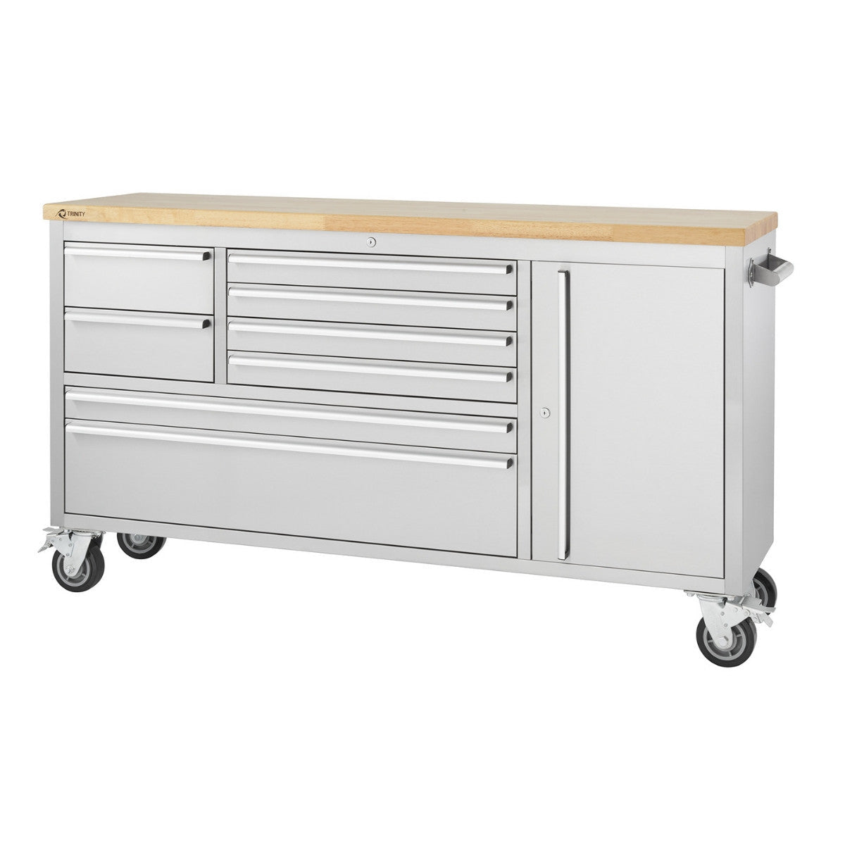 Workbenches - Trinity 66x19 Stainless Steel Rolling Workbench